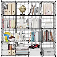 LANGRIA Estantería Modular Multiusos- Librería y Armario DIY de Rejilla de Alambre de 16 Cubos- Armario Abierto para…